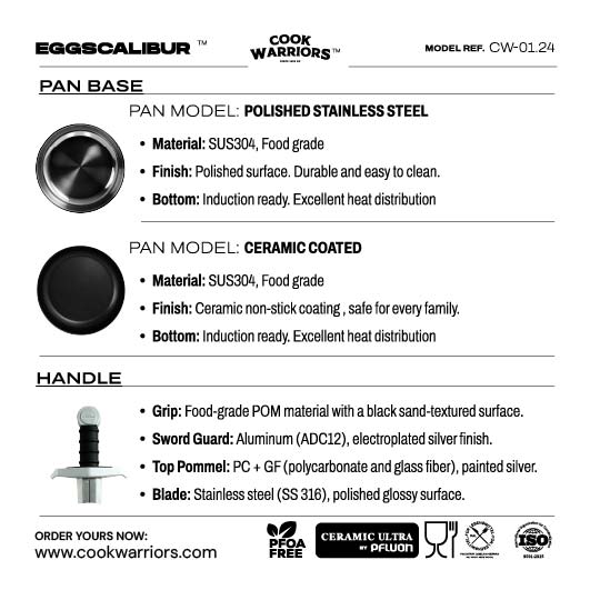 Eggscalibur ™ 24 - Sword Frying Pan by Cook Warriors