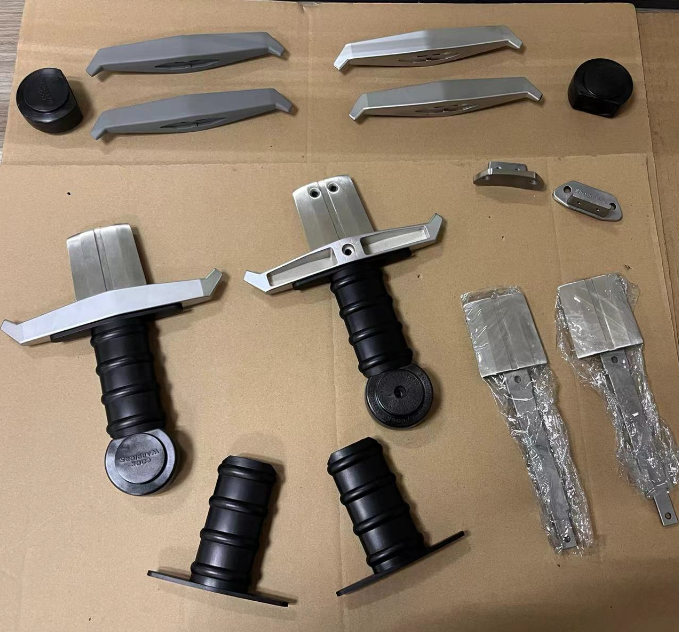Early Eggscalibur sword handle prototypes and engineering samples