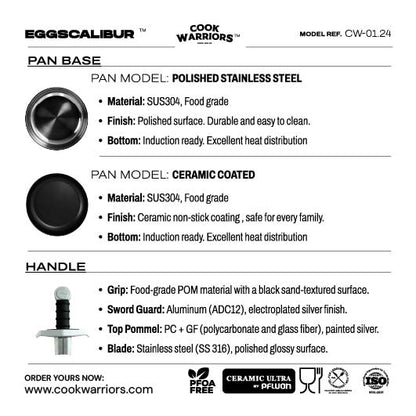 Eggscalibur ™ 24 - Sword Frying Pan by Cook Warriors